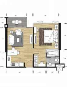 ladda condo view 1bedroom 32m layout